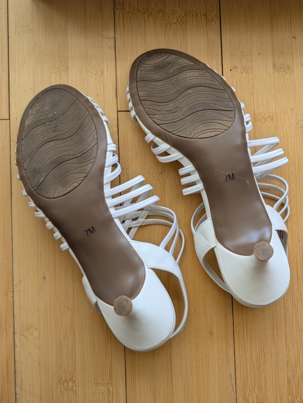 Impo Stretch White Strappy Kitten Heel Sandals - Picture 7 of 7